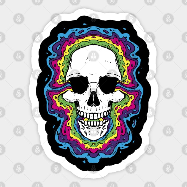 Psychedelic Skull Rainbow Awakening Sticker by Kali Space